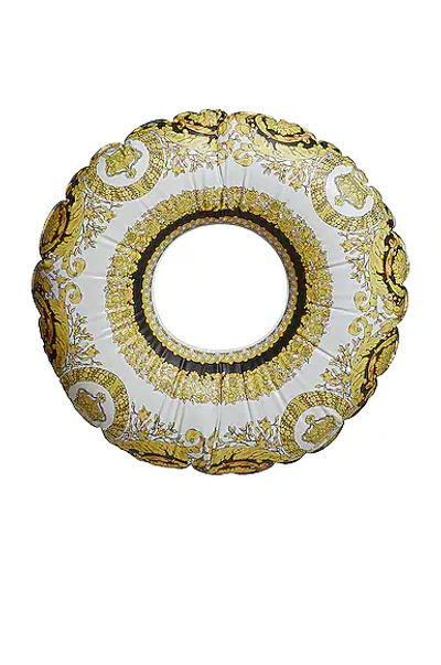 Versace Play On Printed Inflatable Ring In Black,gold