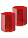 Versace Medusa Lumiere 2-piece Whiskey Old-fashion Glass Set In Red