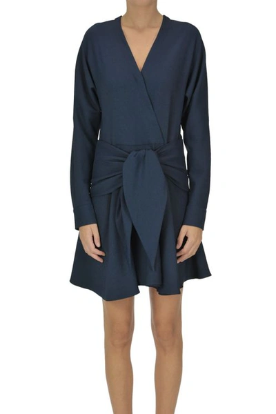 Tibi Flared Mini Dress In Blue