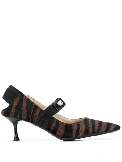 Alberto Gozzi Animal Print Haircalf Slingback Pumps In Brown