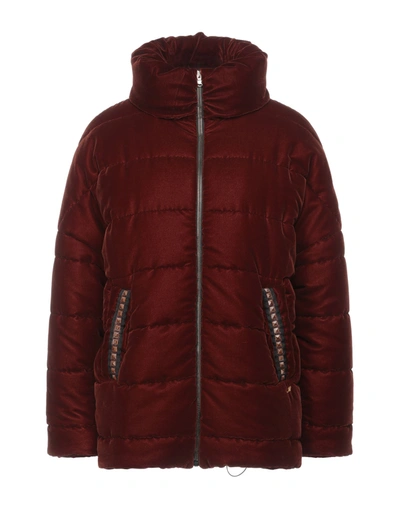 Mason's Velvet Eco-friendly Down Jacket In Brick Red