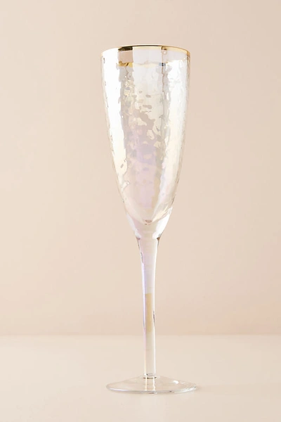 ANTHROPOLOGIE LUSTERED FLUTES, SET OF 4 BY ANTHROPOLOGIE IN WHITE SIZE S/4 FLUTE