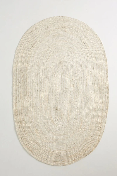 Anthropologie Handwoven Lorne Oval Rug By  In White Size 2 X 3