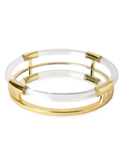 Jonathan Adler Round Jacques Tray In Brass Clear