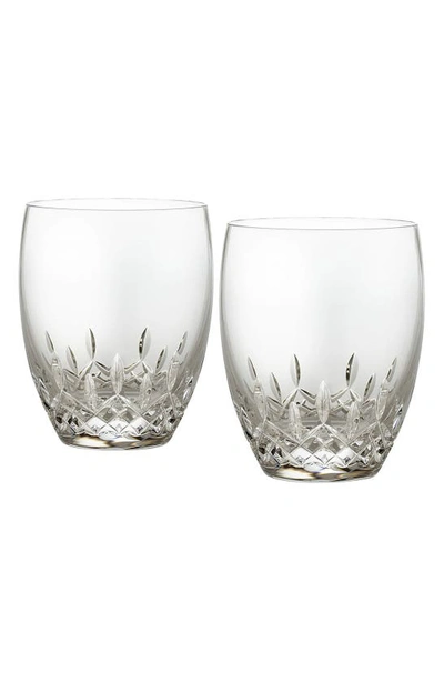 Waterford Lismore Essence Set Of 2 Lead Crystal Double Old-fashioned Glasses In Clear