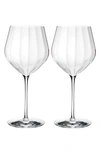 Waterford Elegance Optic Big Red Set Of 2 Lead Crystal Wine Glasses In Clear