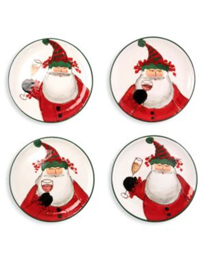 Vietri 4-piece Boxed Old St. Nick Cocktail Plates Set In Handpainted