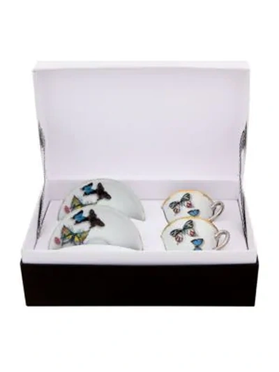 Christian Lacroix By Vista Alegre Set Of Two Butterfly Parade Porcelain Coffee Cups And Saucers