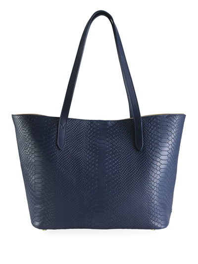 Gigi New York Teddie Python-embossed Leather Tote In Blue