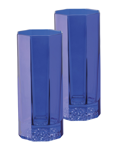 Versace Medusa Lumiere 2-piece Long Drink Glass Set In Blue