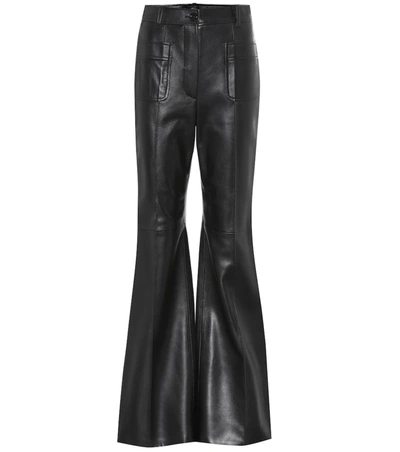 Gucci High-rise Leather Bootcut Pants In Black
