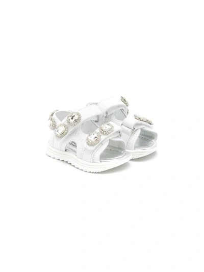 Andrea Montelpare Kids' Crystal-embellished Sandals In White