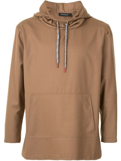 Kiton Contrast-lace Hoodie In Brown