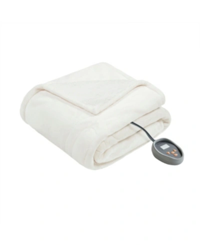 Beautyrest Microlight Berber Queen Electric Blanket Bedding In Ivory
