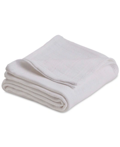 Vellux Cotton Textured Chevron Woven Full/queen Blanket Bedding In White