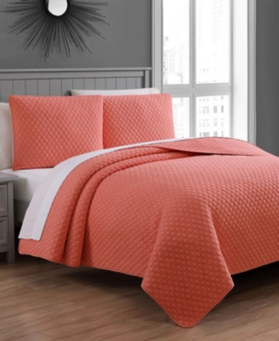 American Home Fashion Estate Fenwick Full/queen 3 Piece Quilt Set In Coral