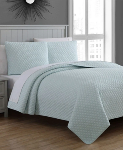 American Home Fashion Estate Fenwick Twin 2 Piece Quilt Set In Pale Aqua