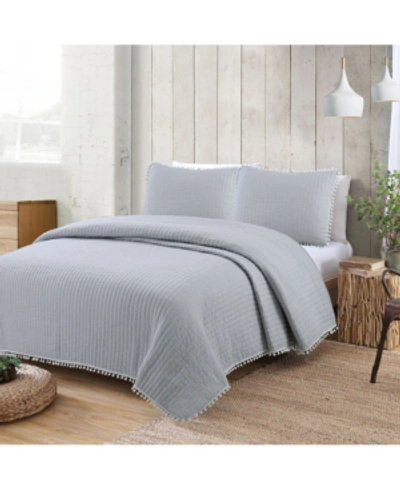 American Home Fashion Estate Costa Brava 3 Piece Full/queen Quilt Set In Gray