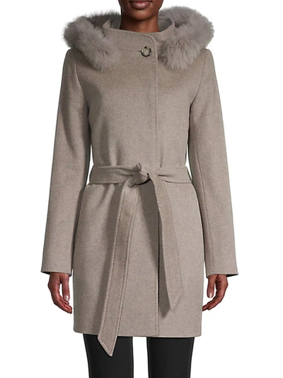 Cinzia Rocca Icons Fox Fur-trimmed Wool & Cashmere Car Coat In Oatmeal