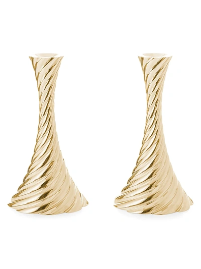 Michael Aram Twist Gold Candleholders, Set Of 2 In White