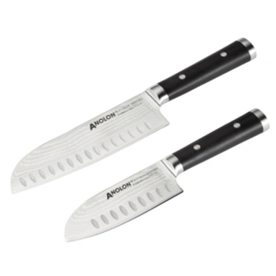 Anolon Imperion 2-pc. Damascus Steel Cutlery Santoku Knife Set In Black