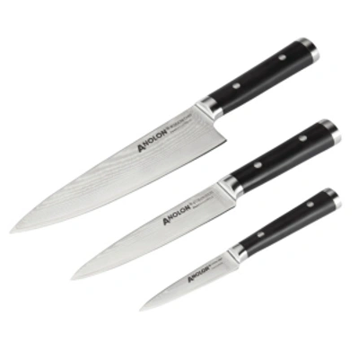 Anolon Imperion 3-pc. Damascus Steel Cutlery Set In Black