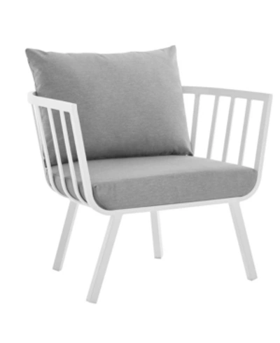 Modway Riverside Outdoor Patio Aluminum Armchair In Light Gray/white