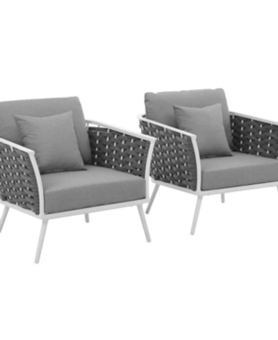 Modway Stance Armchair Outdoor Patio Aluminum Set Of 2 In Gray