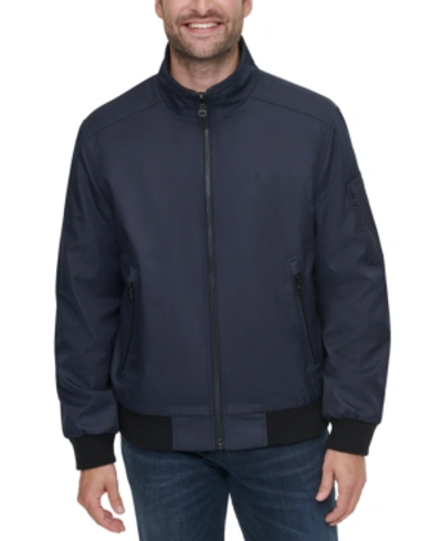 Calvin Klein Cm902513 Bomber Jacket Men Blue Ripstop Long Sleeve Full Zip Mcww64 In True Navy