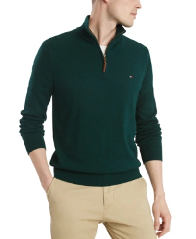 Tommy Hilfiger Men's Quarter-zip Sweater In Kings Emerald Green