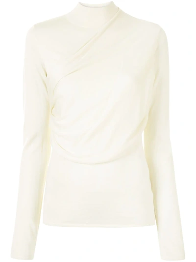 Agnona Draped High-neck Jumper In Yellow