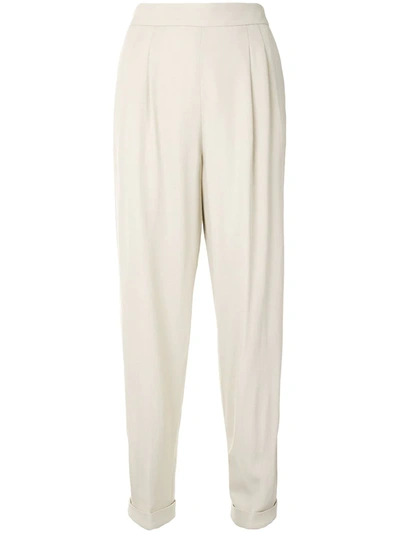 Agnona Tapered Cropped Trousers In Neutrals