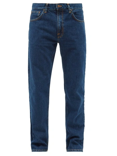 Nudie Jeans Gritty Jackson Organic-cotton Straight-leg Jeans In Mid Blu