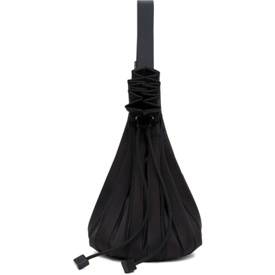 Issey Miyake Black Linear Knit Shoulder Bag In 15 Black