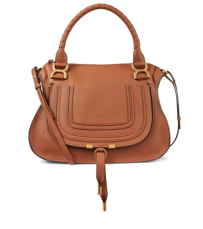 Chloé Marcie Leather Tote Bag In Braun