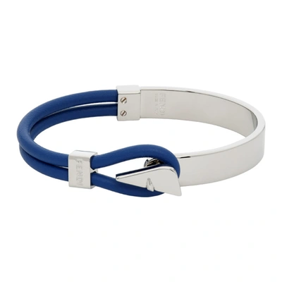 Fendi Silver & Blue Corner Bag Bugs Bracelet In F0r97 Bluep
