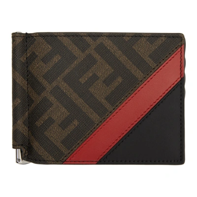 Fendi Black & Red 'forever ' Bifold Wallet In Multi