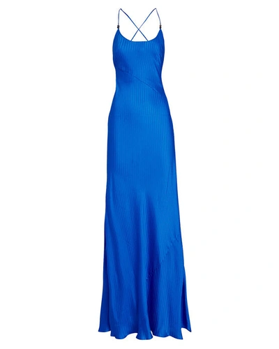 Galvan Castello Sleeveless Silk Maxi Dress In Blue