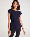 Ann Taylor Petite Drape Front Top In Night Sky