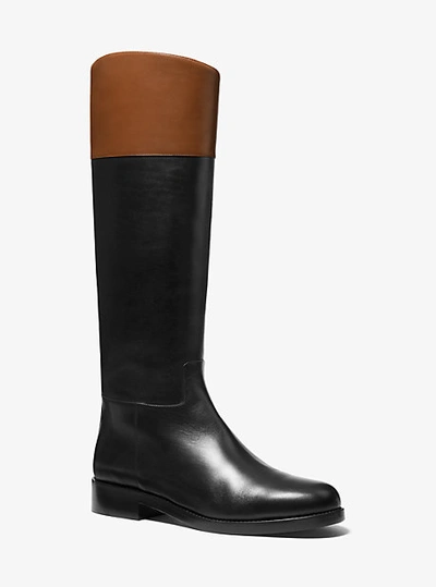 Michael Kors Braden Two-tone Leather Riding Boot In Brown