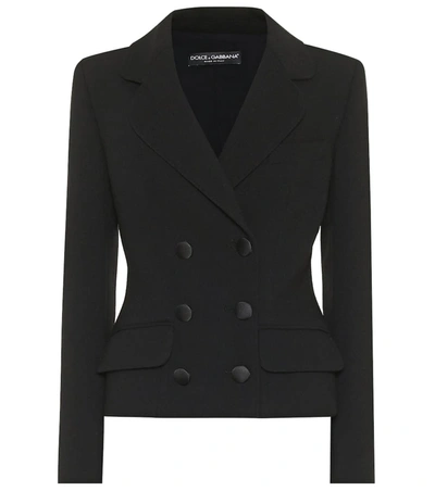 Dolce & Gabbana Slim Stretch Wool Blend Blazer In Black