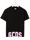 Gcds Kids' Logo Printed Cotton Jersey T-shirt In Black,white