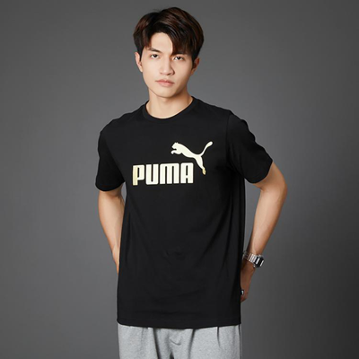 Puma Big And Tall Men's Logo T-shirt In Black- White