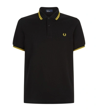 Fred Perry Twin-tipped Slim Fit Polo Shirt In Black/yellow