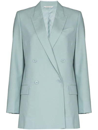 Givenchy Double Breasted Summer Wool Blazer In Blue