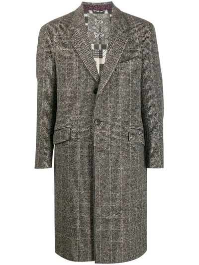 Etro Glen Check Tweed Coat In Black