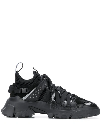 Mcq Swallow Layered Lace Up Trainers In Black