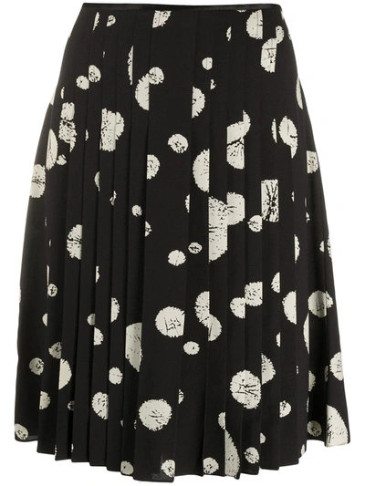 Pre-owned Balenciaga 2000s Abstract Print Pleated Skirt In Black