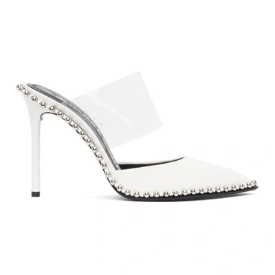 Alexander Wang Rina Studded Clear Strap Pointed Toe Mule In White