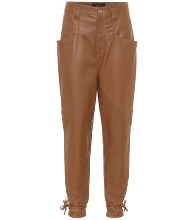 Isabel Marant Badeloisa Leather Carrot Pants In Brown